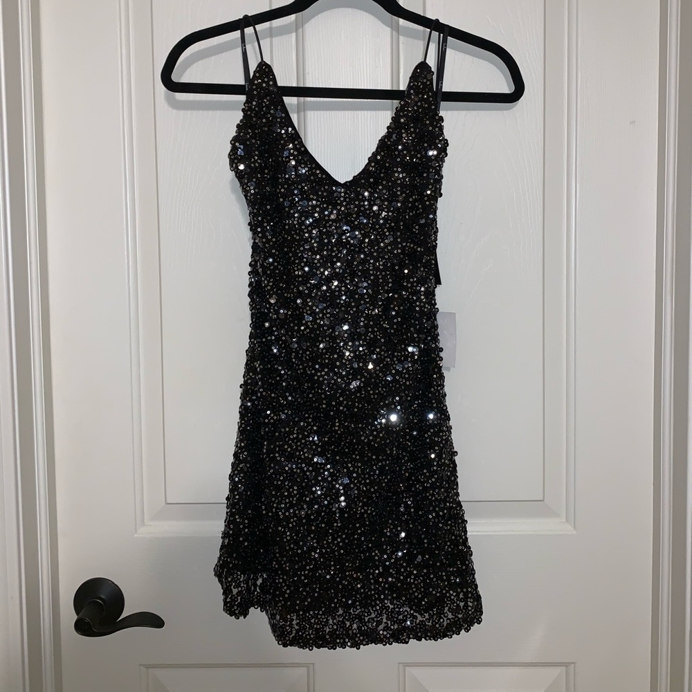 Sequin Backless Mini Dress